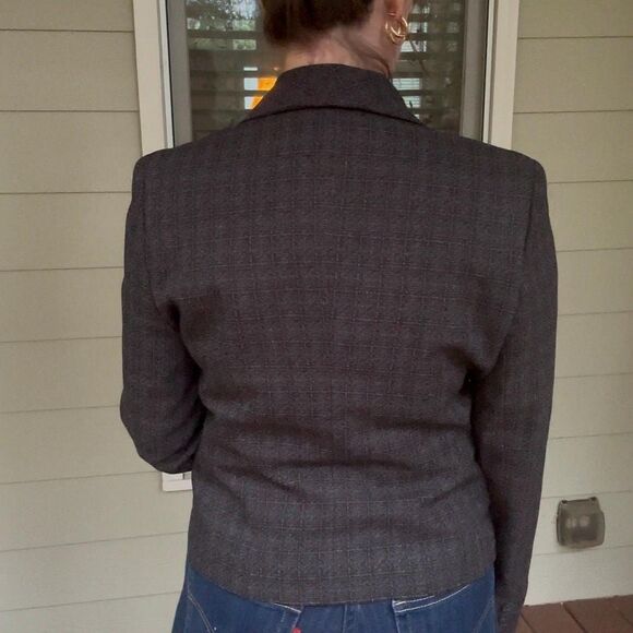 Vintage 1990s Harve Benard Blazer | Gray Zip Up Minimalist Workwear Size 8 - Picture 6 of 14